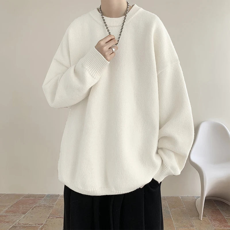 Men's Knit Pullover - Loose Casual O-Neck Sweater