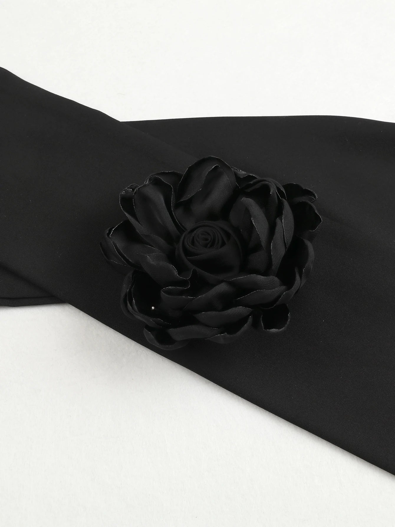 Women's Strapless Tie-Flower Crop Top & High Waist Wide Leg Trousers Set