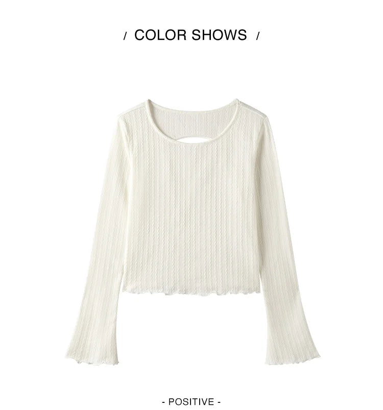 Hollow Out Base Layer Top - Slim Fit Lettuce Trim Undershirt