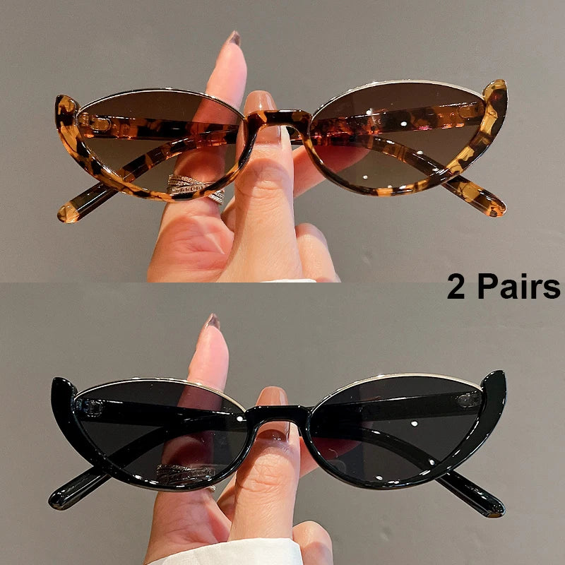 Women's 2 Pairs Per Set Vintage Cat Eye Sunglasses  Outdoor Casual Shades