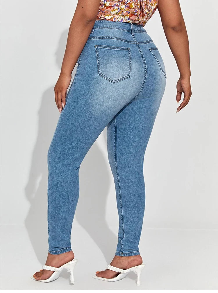 Women's Plus Size High Waist Stretchy Pencil Jeans