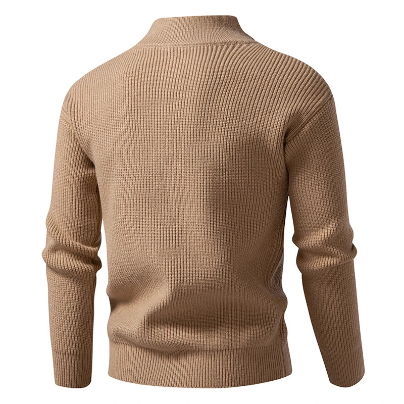 Stand Collar Zip Knit Sweatercoat - Smart Casual Cardigan Jacket