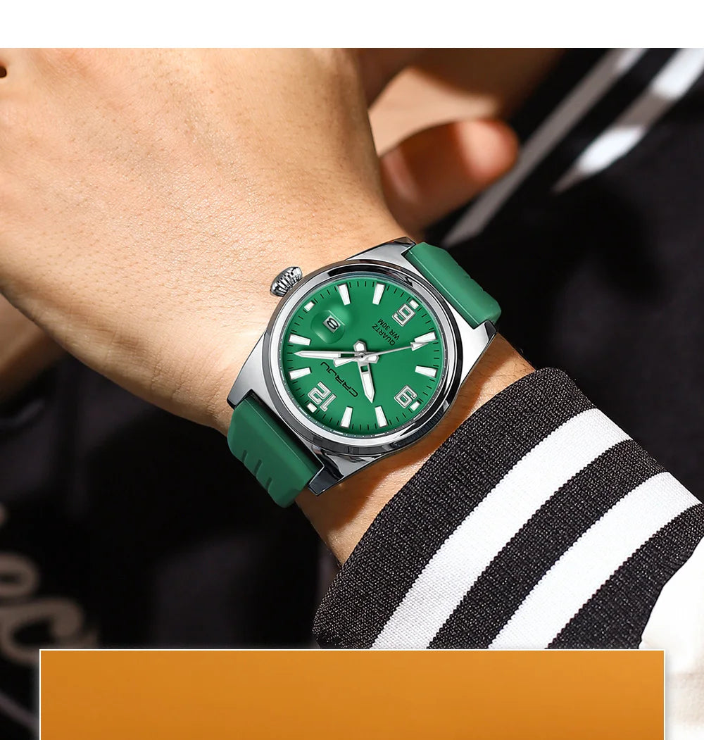 Casual Quartz Wristwatch - Waterproof Sport Watch with Silicone Strap & Luminous Display