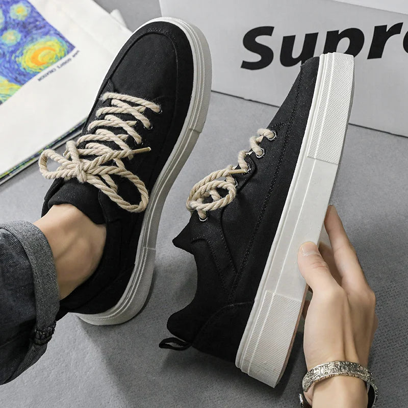 Men's Casual Sneakers Platform Running Shoes Trend Tennis Sports Shoes Flat Outdoor Comfortable Lace Up Vulcanized Sneakers