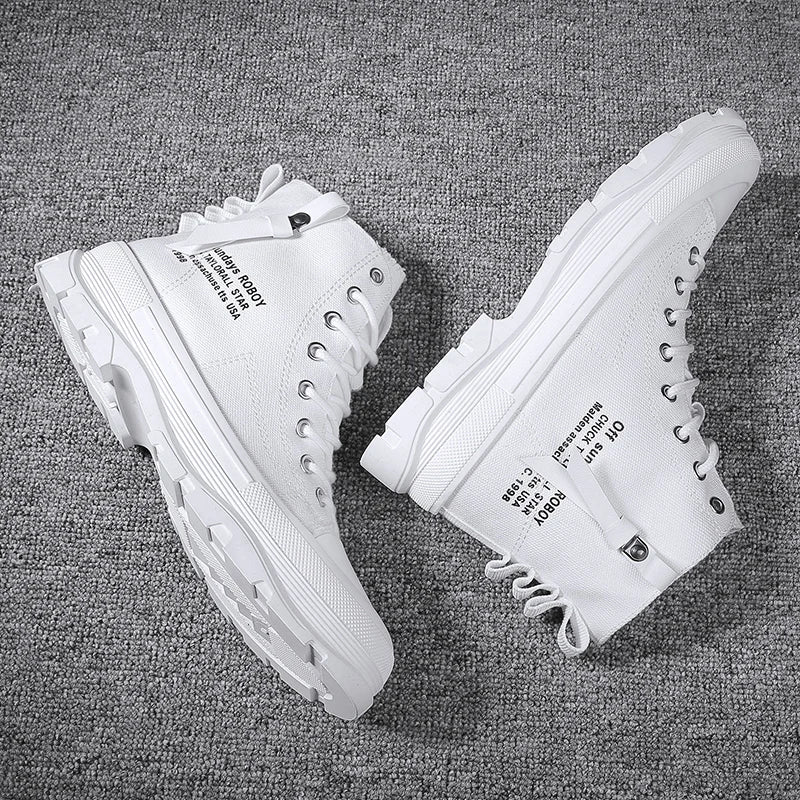 Men's Casual High Top Sneakers Platform  Lace Up Ankle Boots  Comfortable  Canvas Shoes