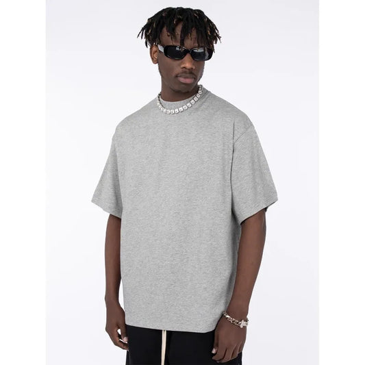 Unisex Cotton T-Shirt Solid Colour Short Sleeve Retro Casual Tee