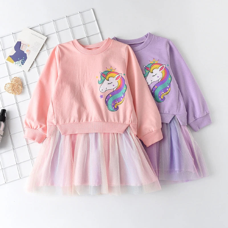 Children's Girl's Unicorn Princess Dress Toddler Dress 3-7 Y