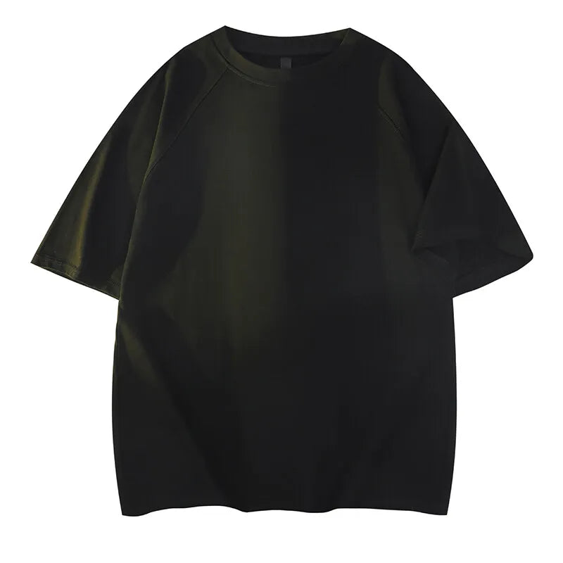 Men's Cotton Round-Neck Short Sleeve Casual  Loose Breathable Pullover T-Shirt