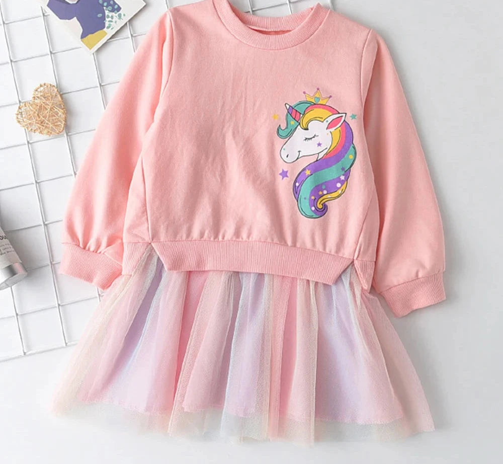 Children's Girl's Unicorn Princess Dress Toddler Dress 3-7 Y