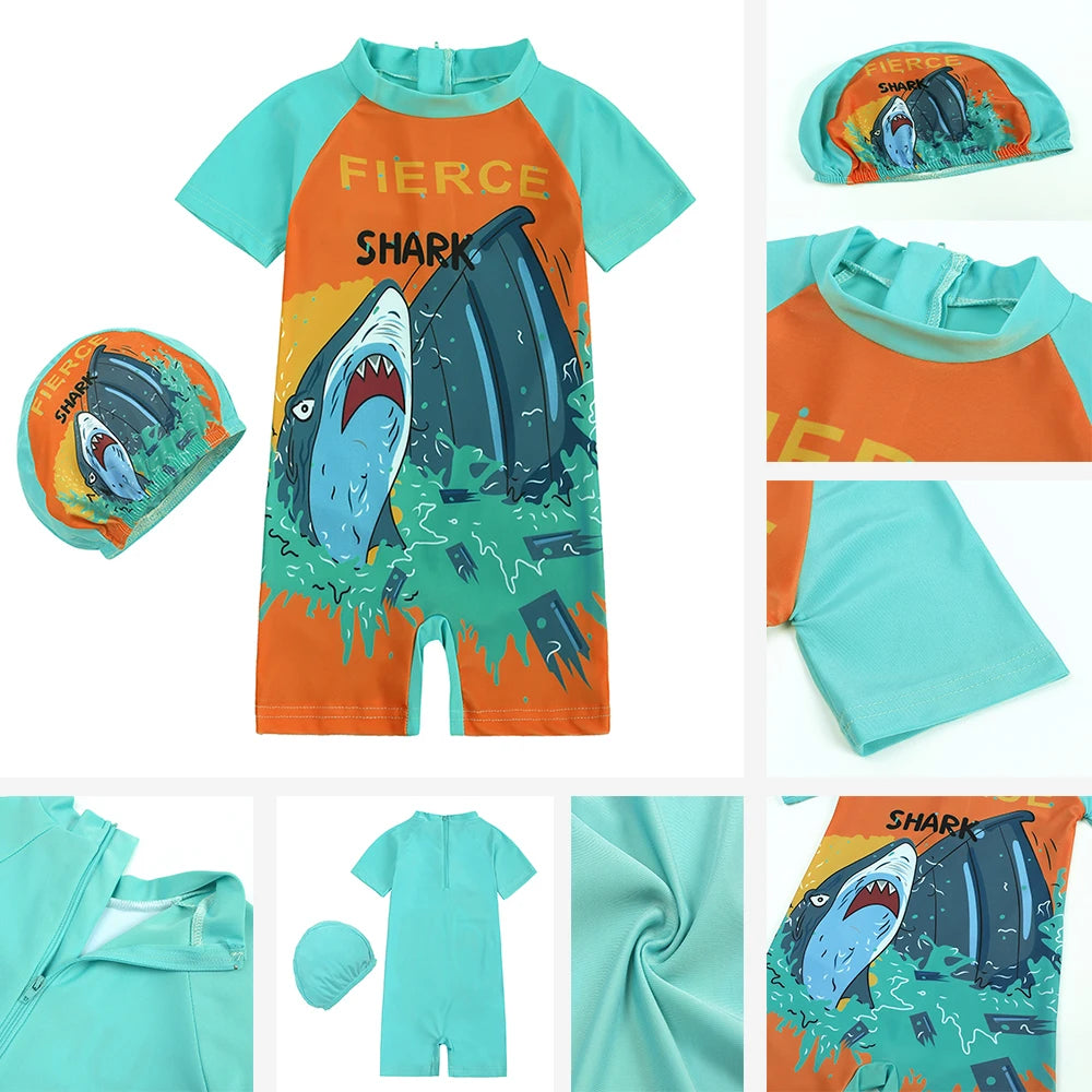 Children's Swimwear with Cap One Piece Suit