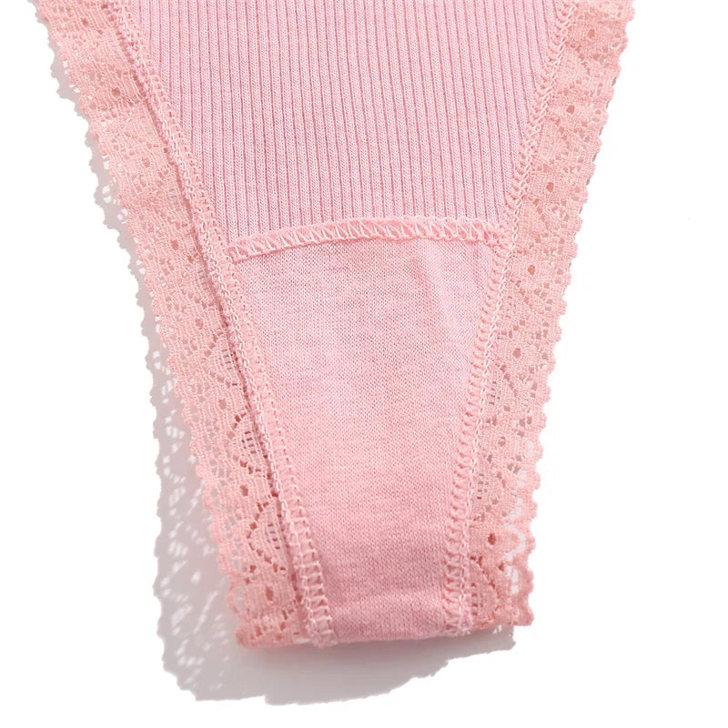 Women's Cotton Thongs 4-Piece Set - Adjustable Waistband Low-Rise Underwear