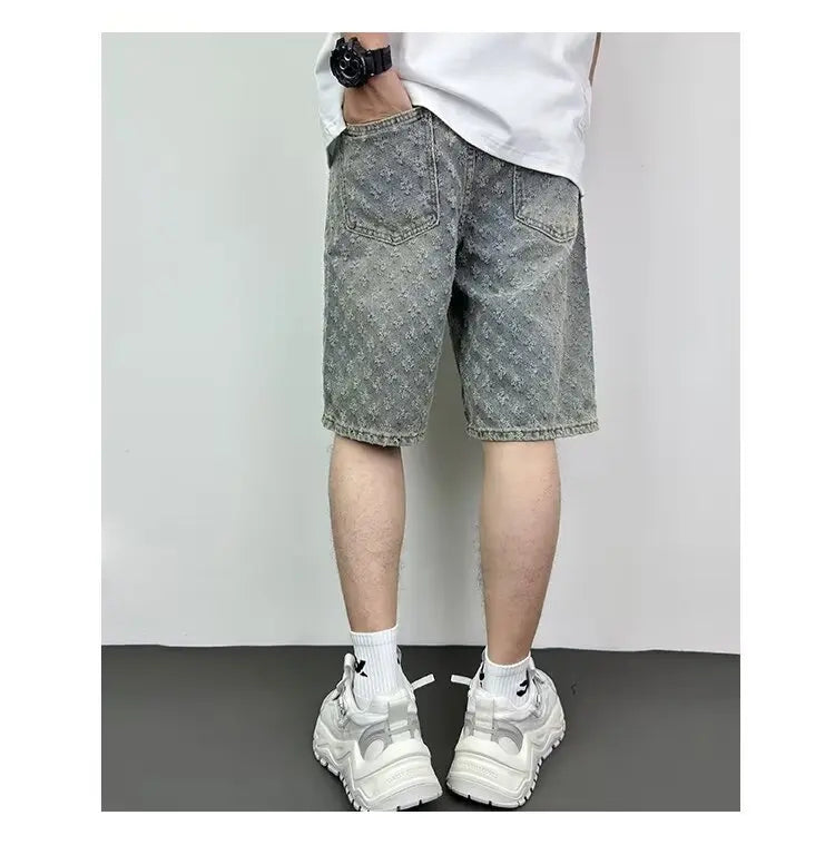 Men's Summer Retro five-point Casual Denim Ripped Shorts