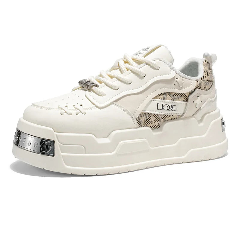 Men's Platform Sneakers - Metal Detail Vulcanized Sports Shoes