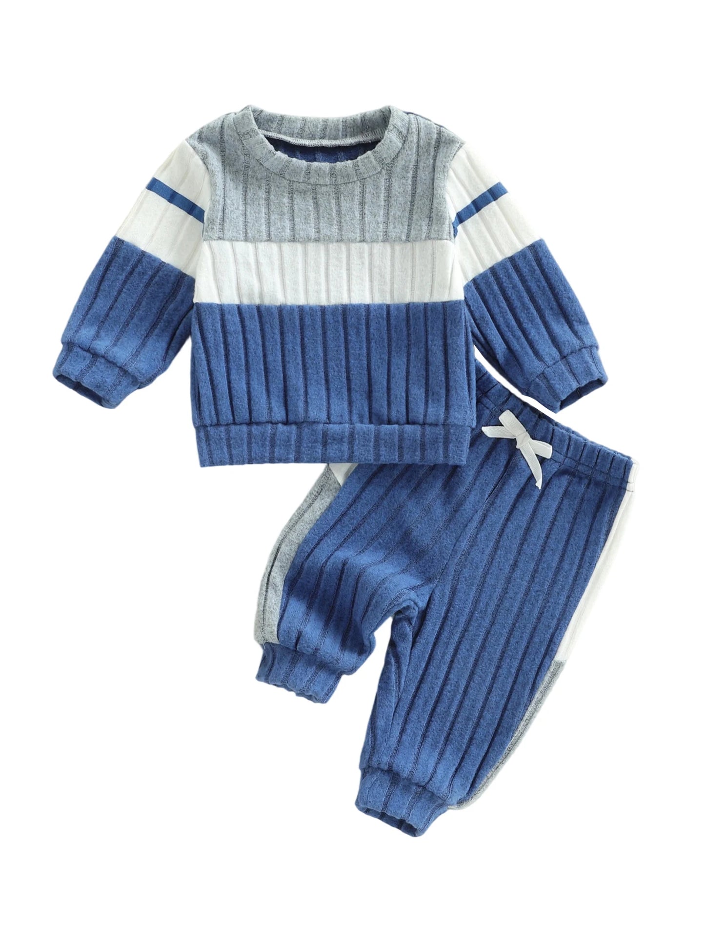 Baby Boys 2-Piece Outfit Set - Contrast Sweatshirt & Elastic Waist Pants