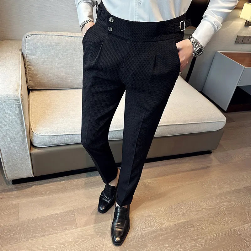 Men's High waist Smart Casual Solid Colour Formal Trousers