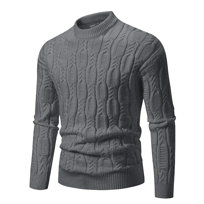 Men's O-Neck Knitted Sweater - Warm Casual Pullover for Autumn Winter