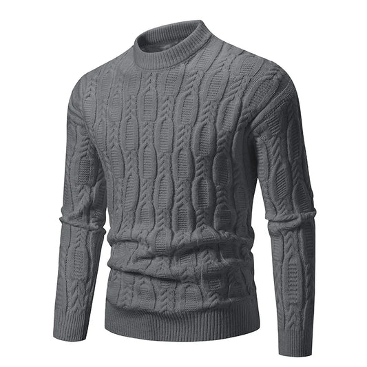 Men's O-Neck Knitted Sweater - Warm Casual Pullover for Autumn Winter