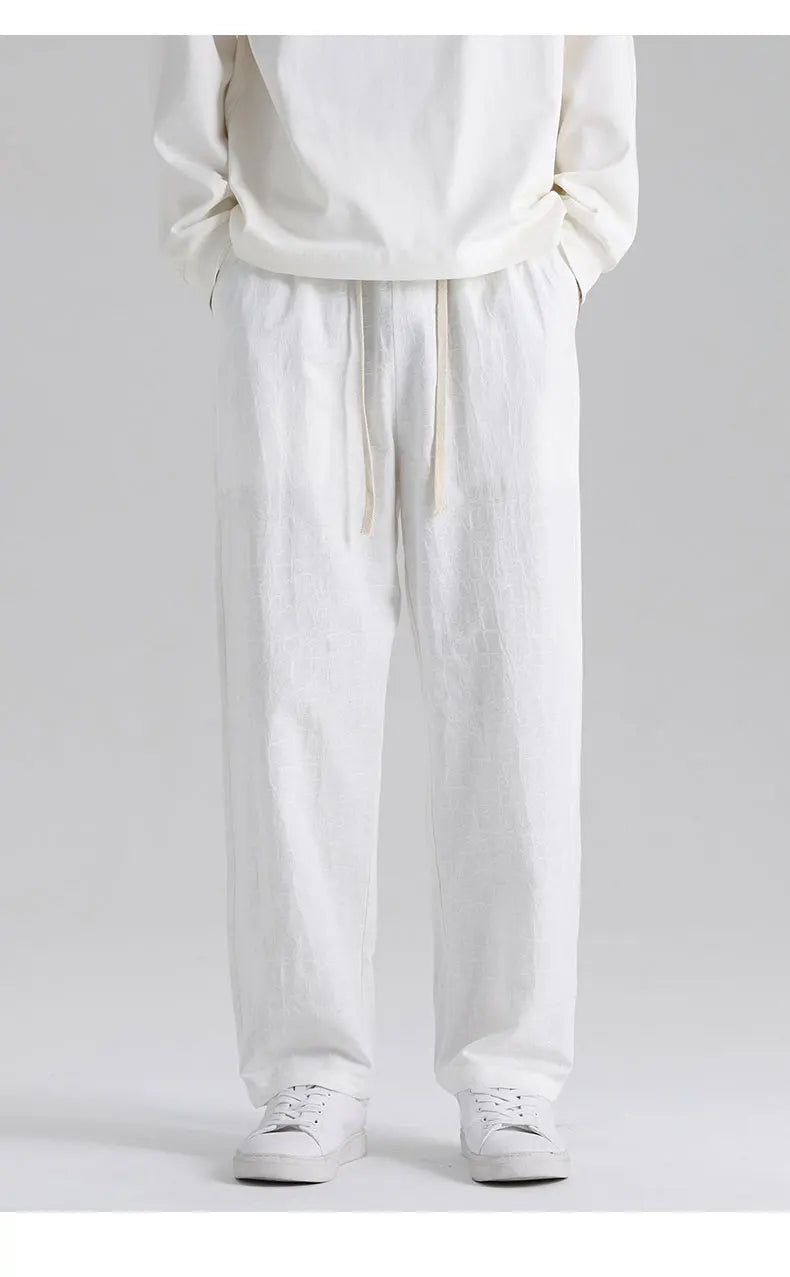 Men's Cotton Linen Harem Pants Straight Trousers