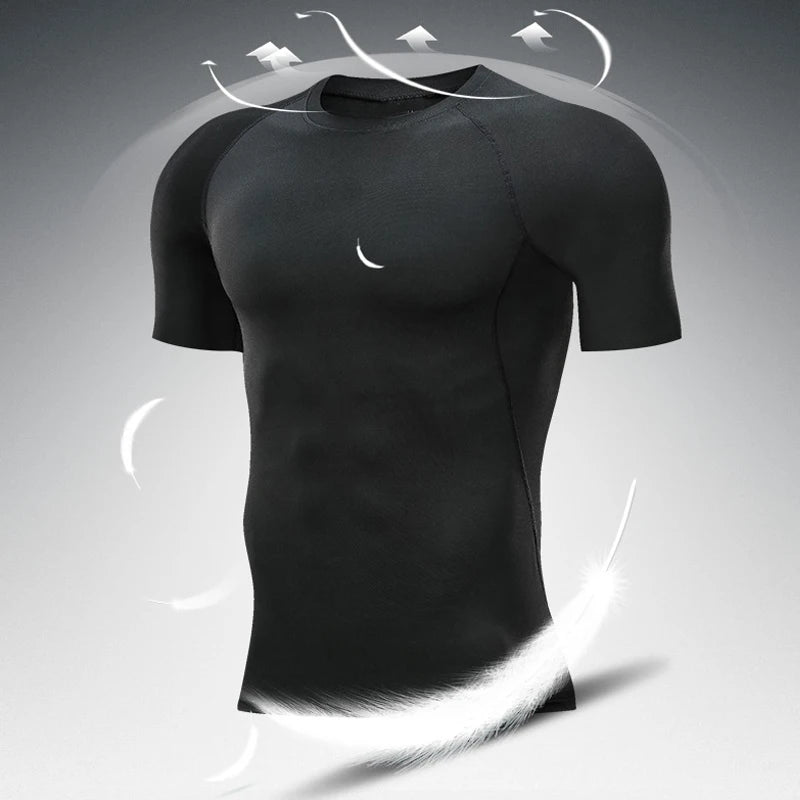 Men's Running Compression Quick Dry  Fitness Tight Sportswear Gym Sport Short Sleeve Shirt