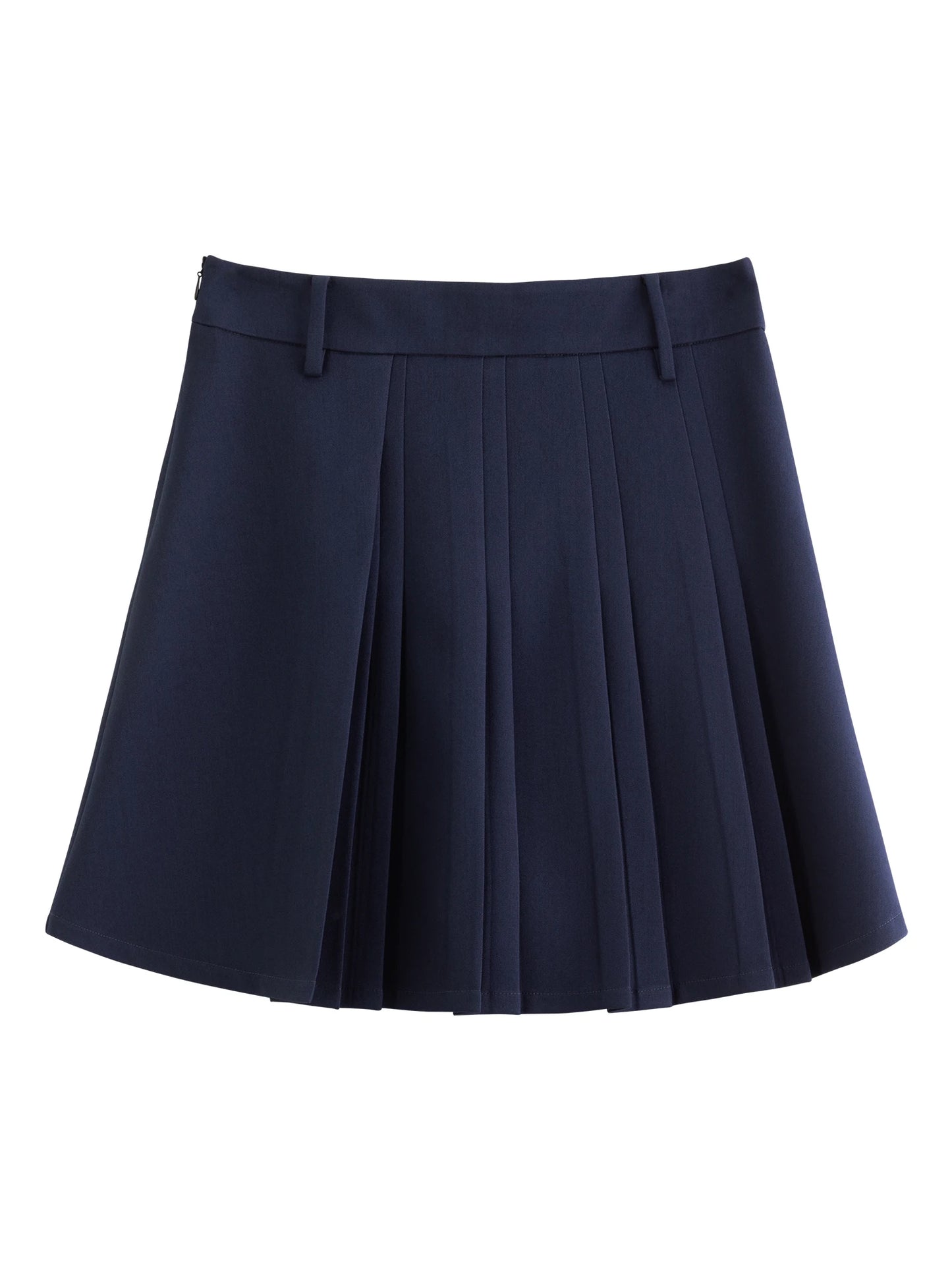 Blue Plaid Shirt & Navy Skirt Set - Long Sleeve Two-Piece