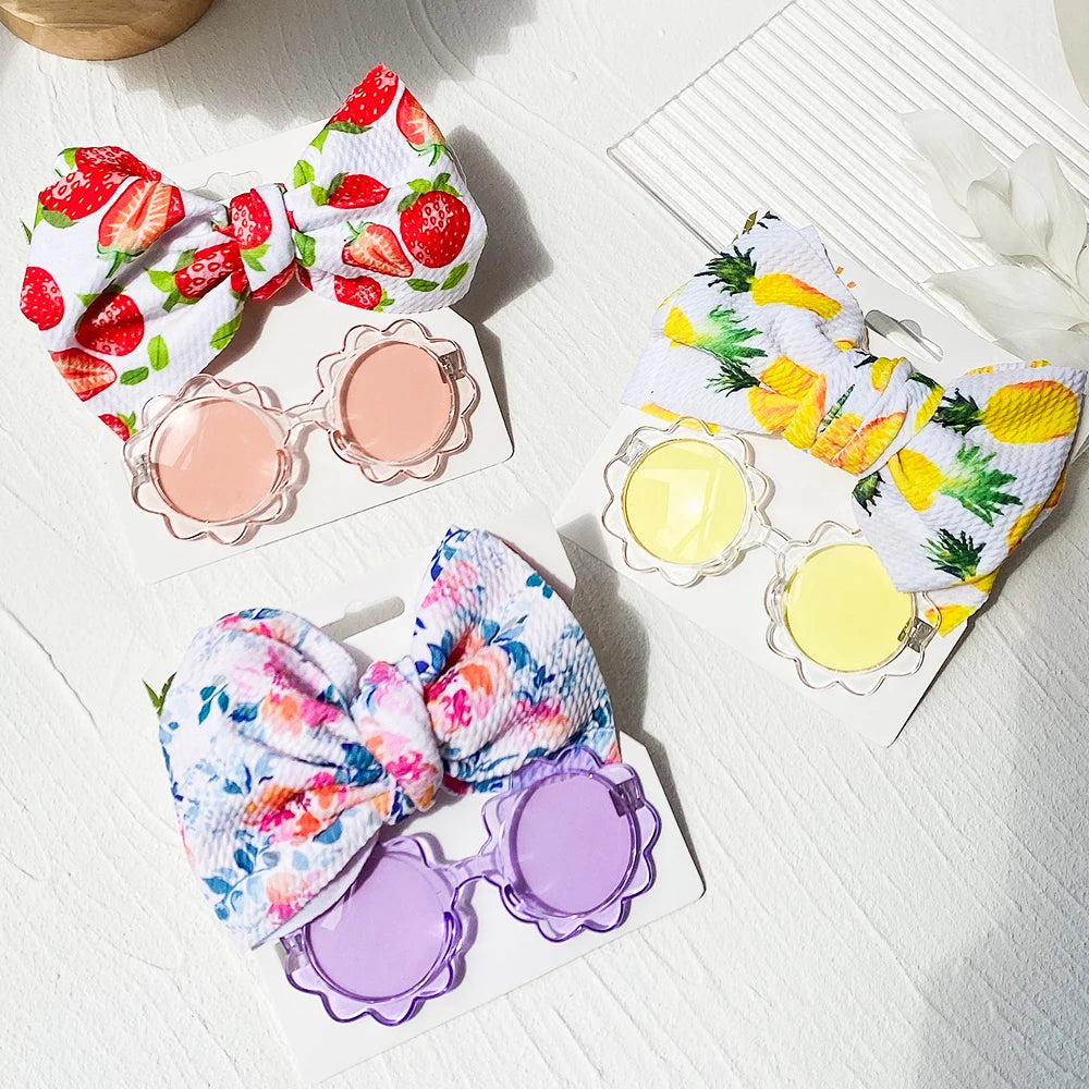 2PCS Children's Baby's Headband and Flower Sunglasses