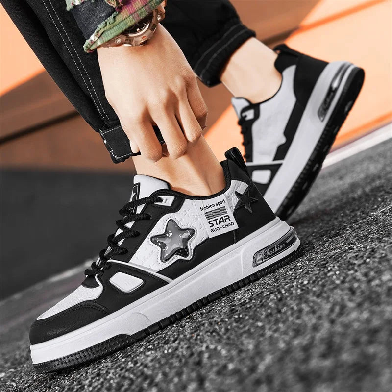 Men's Casual Stars Platform Crystal Fish  Skateboard Sports Sneakers