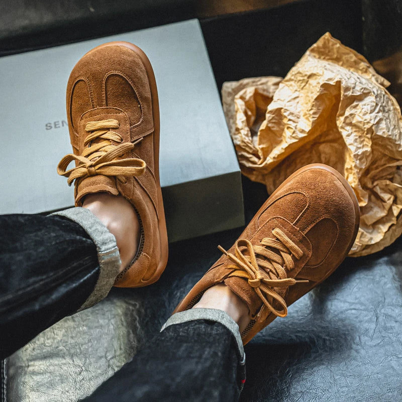 Men's Suede Leather Lace-up Flat Shoes