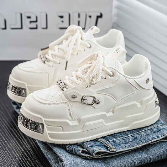 Men's Metal Decoration Platform Sneakers - Vulcanized Sports Shoes