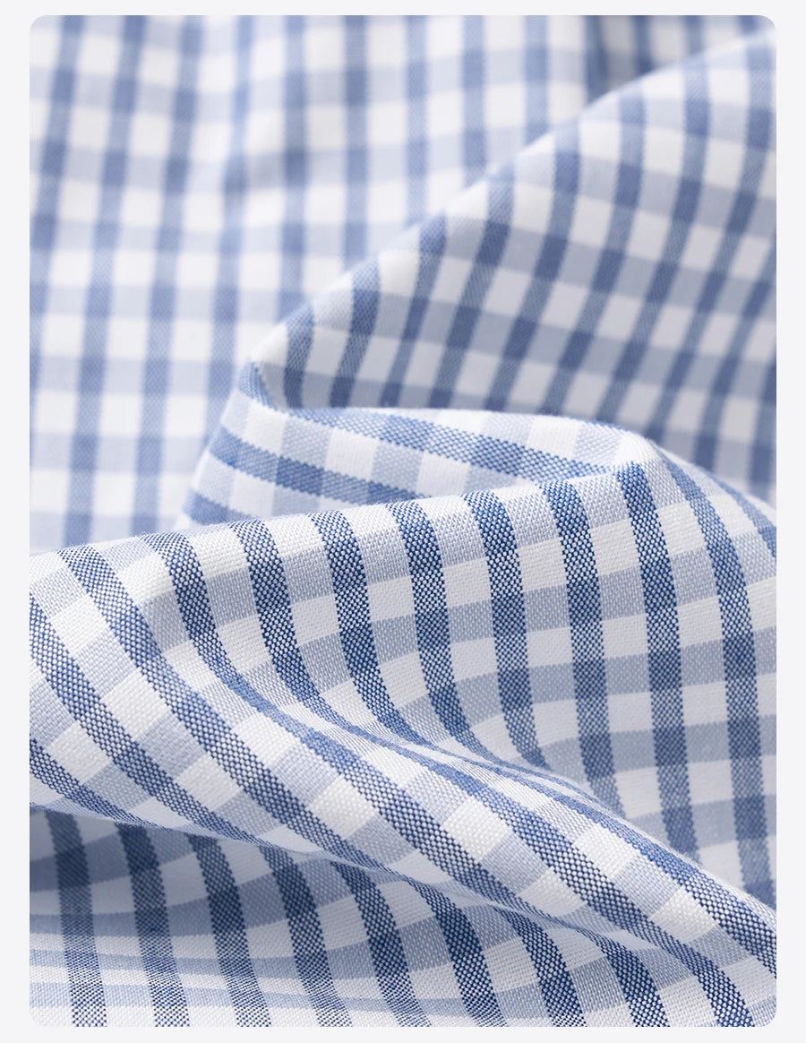 Men's Spring Oversize 170gsm Liquid Ammonia Finish 100% Cotton Fabric Checked Plaid Casual Shirt