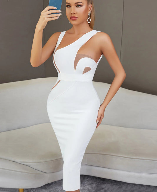 Backless Bandage Midi Dress - Sleeveless Bodycon Party Dress