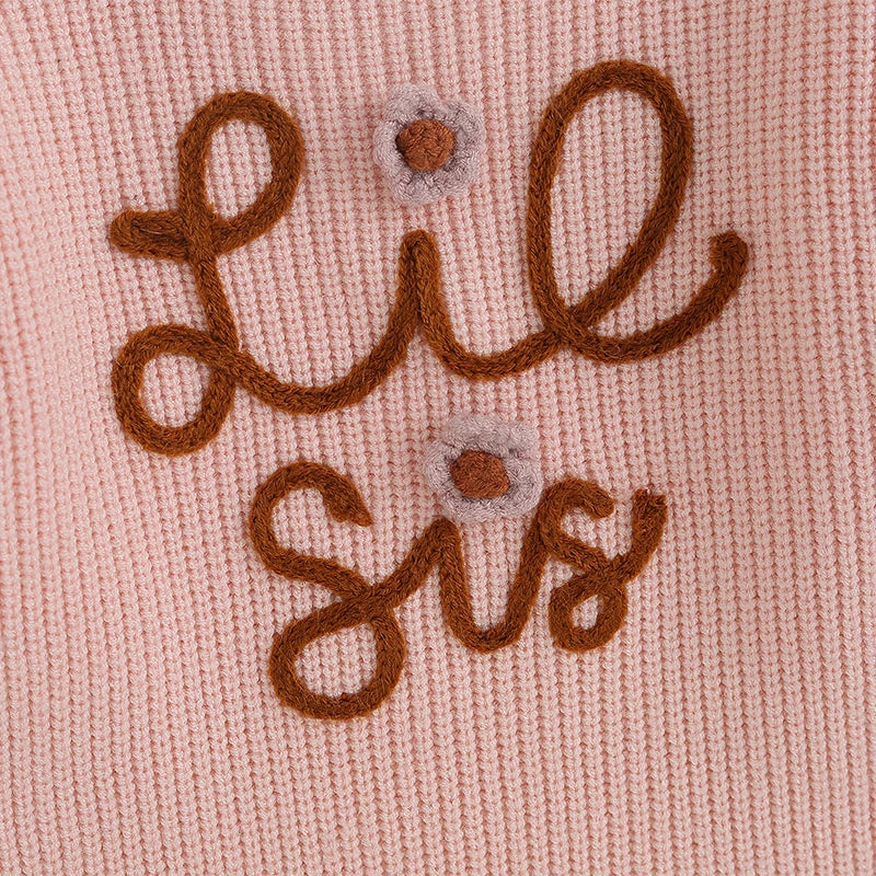 Toddler Girl's Sweater - Letter Embroidery Long Sleeve Crew Neck Pullover