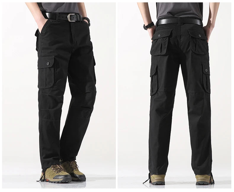 Spring Autumn Cotton Cargo Pants - Multiple Pockets Casual Trousers