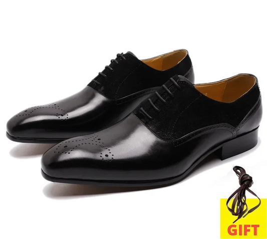 Men's Genuine Leather & Suede Oxford Shoes - Handmade