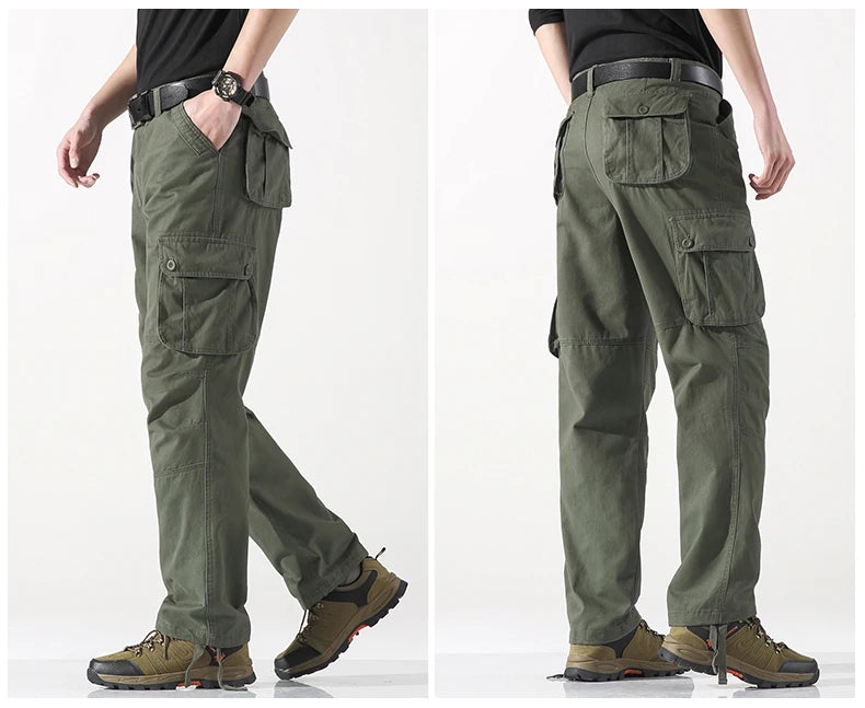 Spring Autumn Cotton Cargo Pants - Multiple Pockets Casual Trousers