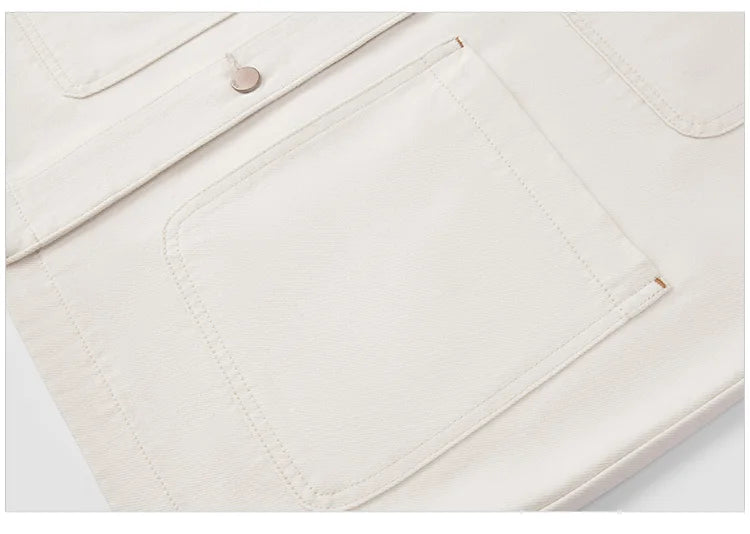 Corduroy Denim Jacket - Women's Turn Collar Loose Casual Coat