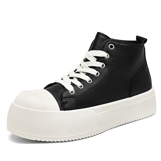High-Top Platform Sneakers - Men's Leather Skateboard & Tennis Trainers