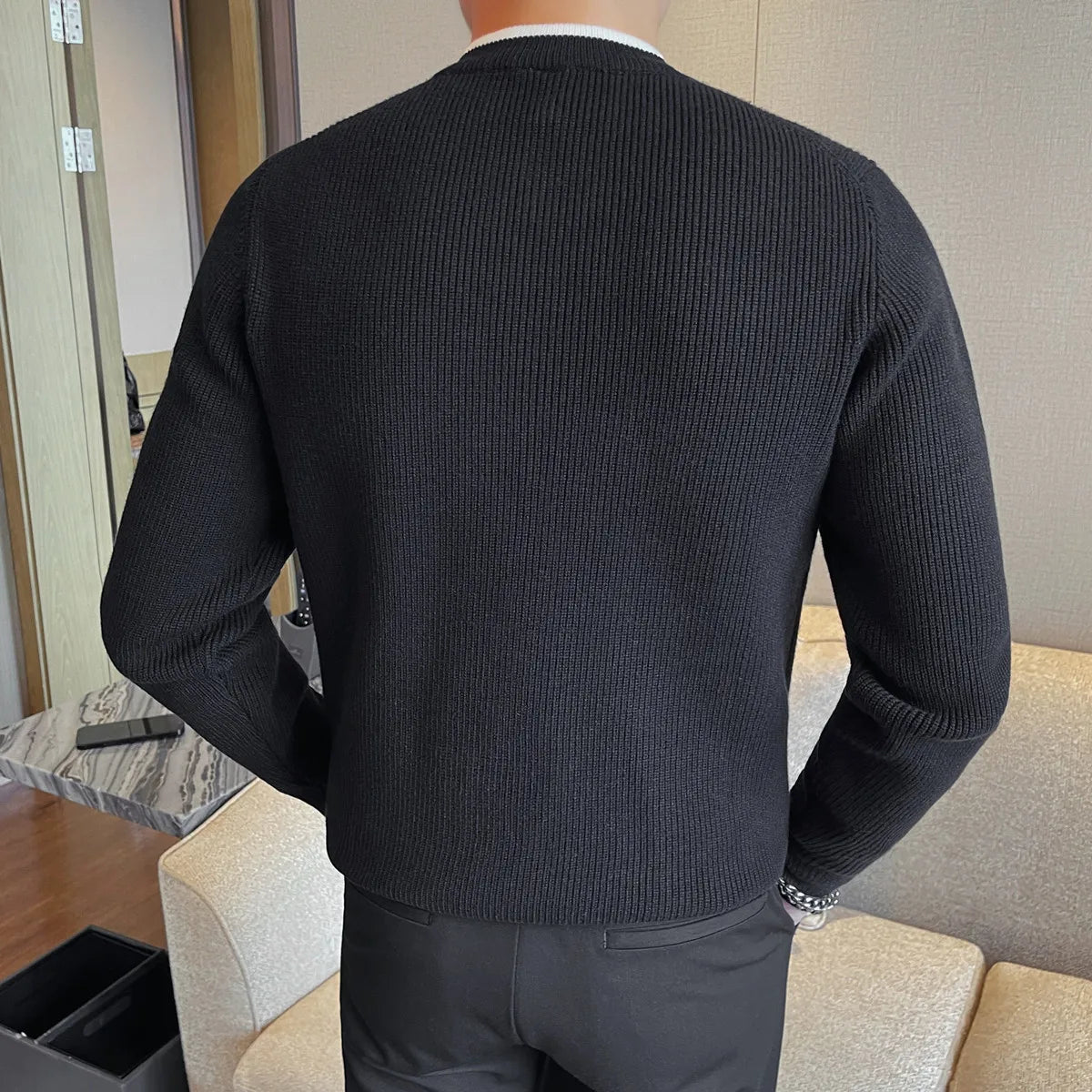 O-Neck Thick Slim Fit Half Zipper Knit Pullover