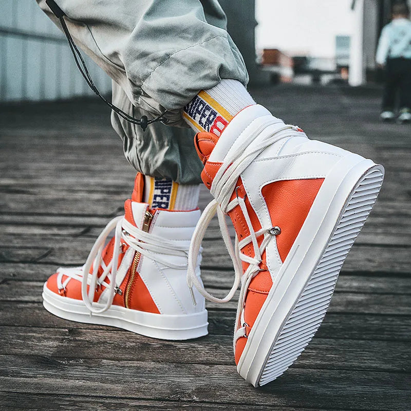 Men's Casual High-top Sports Strap Design Sneakers