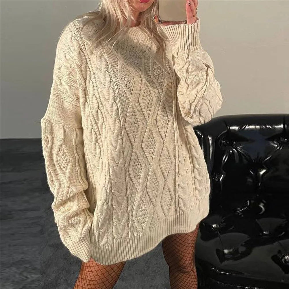 Women's Twist Knitted Sweaters - Oversized Pullover Casual Long Sleeve Sweater Top