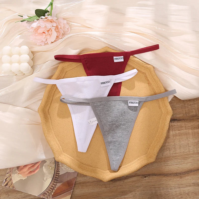 Cotton Thongs 3-Pack Set - Low-Rise Comfortable Underwear