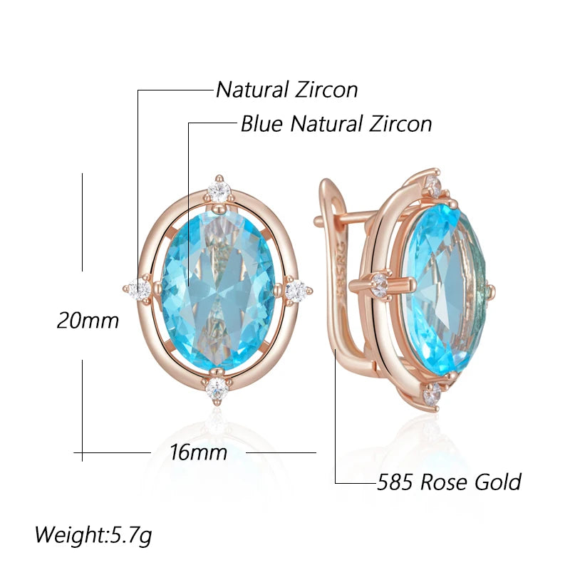 Luxury Blue Zircon Dangle Earrings - Rose Gold Bridal Jewellery