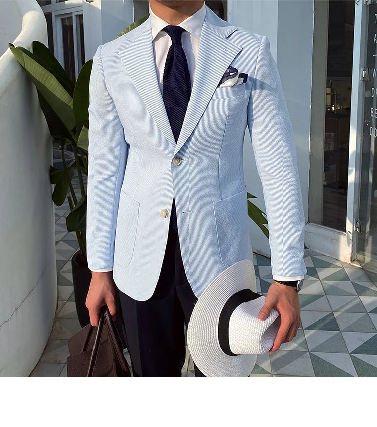 Men  Royal Blazer Slim Fit Single Button Suit Jacket