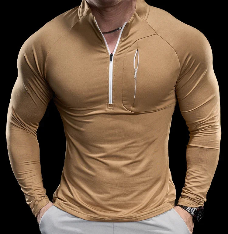 Men's Gym Fitness Quick Dry  Running Sport Long Sleeves Trackwear  Bodybuilding Training Top