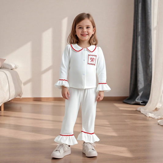 Toddler Girls Christmas Pajamas Set - Candy Cane Long Sleeve Top & Elastic Waist Pants (0-4Y)