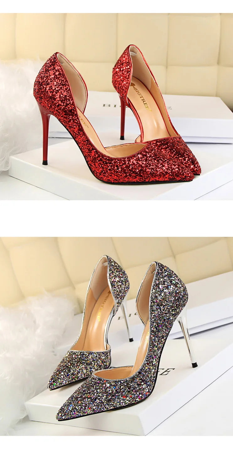 Women's Sequin Stiletto High Heels Shoes