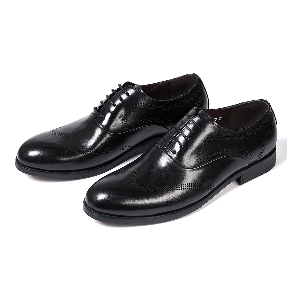 Men's Classic Style Lace-Up Oxfords Genuine Leather Shoes