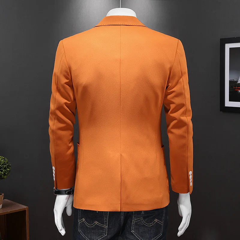 Men Single Button Slim Fit Business Casual Blazers Suit Jacket