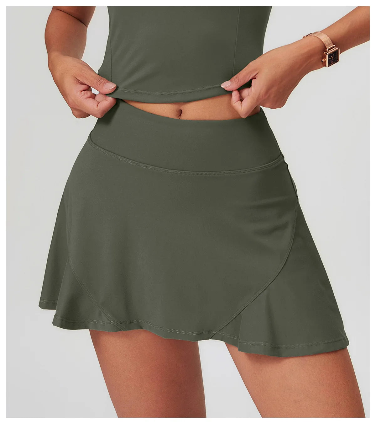 High Waist Sports Skirt - Quick Dry Yoga Skirt with Lined Shorts