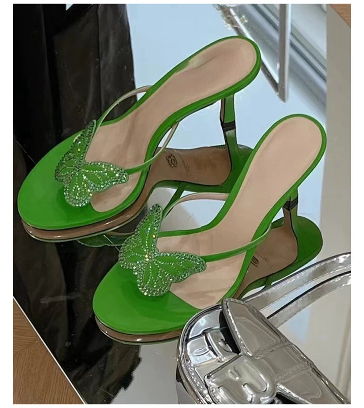 Women's Butterfly Flip Flops - High Heel Beach Sandals