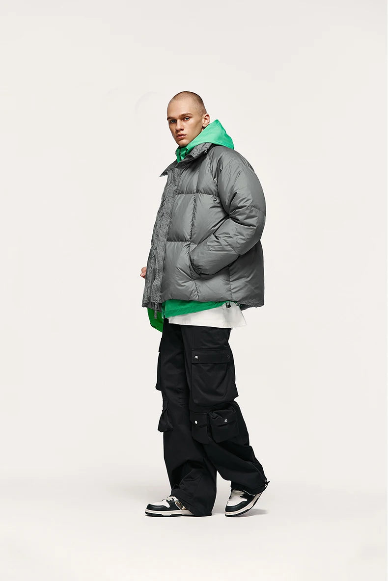 Minimalist Down Jacket Unisex - 90% Down Fill High Collar Winter Outerwear